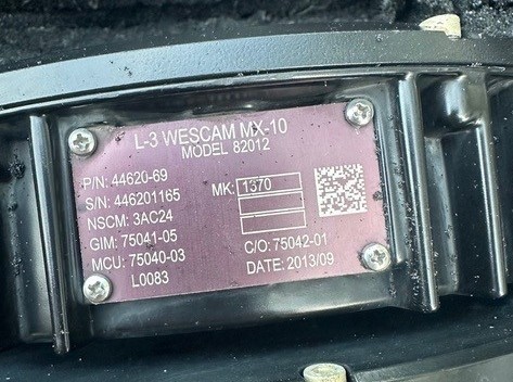 L3 WESCAM MX-10 (Model 82012) gimbal assembly data plate